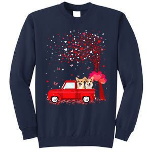 Corgi Valentine's Day Gifts Dogs Red Truck Hearts Tall Sweatshirt