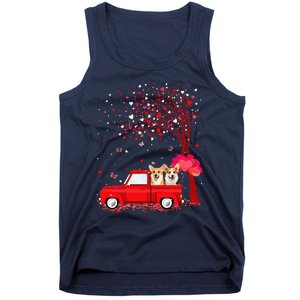 Corgi Valentine's Day Gifts Dogs Red Truck Hearts Tank Top