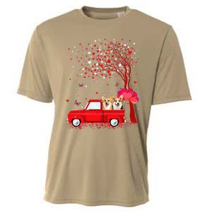 Corgi Valentine's Day Gifts Dogs Red Truck Hearts Cooling Performance Crew T-Shirt