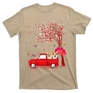 Corgi Valentine's Day Gifts Dogs Red Truck Hearts T-Shirt