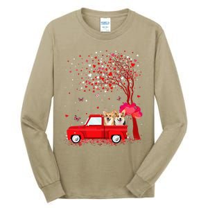 Corgi Valentine's Day Gifts Dogs Red Truck Hearts Tall Long Sleeve T-Shirt