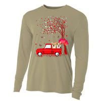 Corgi Valentine's Day Gifts Dogs Red Truck Hearts Cooling Performance Long Sleeve Crew