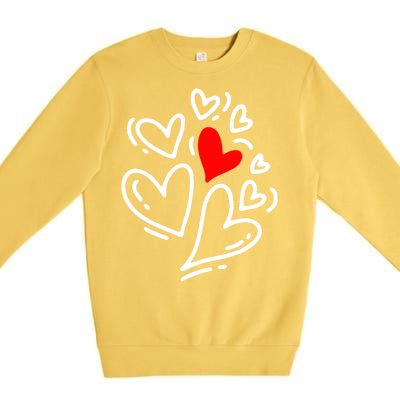 Cute Valentines Day Hearts Premium Crewneck Sweatshirt