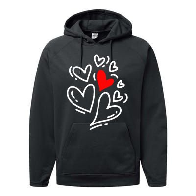 Cute Valentines Day Hearts Performance Fleece Hoodie