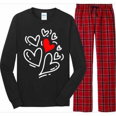 Cute Valentines Day Hearts Long Sleeve Pajama Set