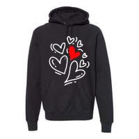 Cute Valentines Day Hearts Premium Hoodie