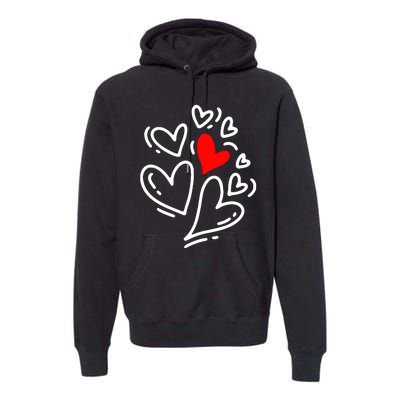 Cute Valentines Day Hearts Premium Hoodie