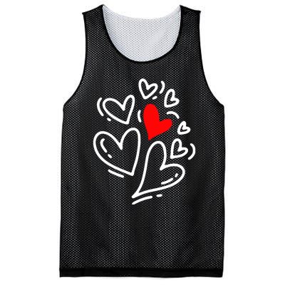 Cute Valentines Day Hearts Mesh Reversible Basketball Jersey Tank