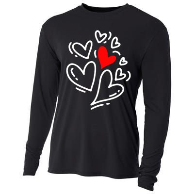 Cute Valentines Day Hearts Cooling Performance Long Sleeve Crew