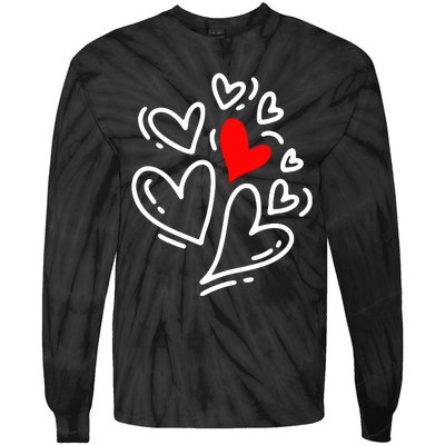 Cute Valentines Day Hearts Tie-Dye Long Sleeve Shirt