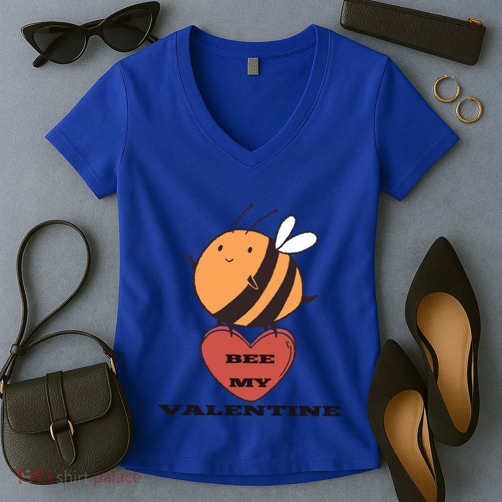 Cute Valentine's Day Bee Bee My Lovers Designed Cute Gift Women's V-Neck T-Shirt