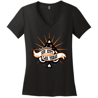 Cool Vector Design Las Vegas Sin City Women's V-Neck T-Shirt