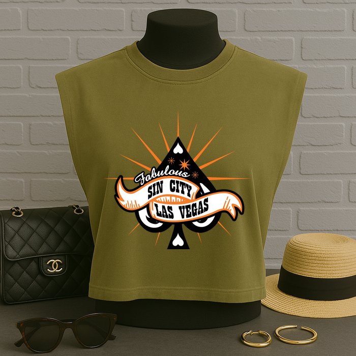 Cool Vector Design Las Vegas Sin City Garment-Dyed Women's Muscle Tee