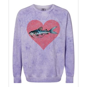 Catfish Valentines Day Fish Love Fingerprint Great Gift Colorblast Crewneck Sweatshirt