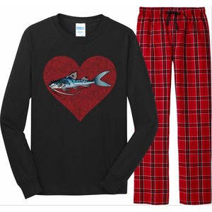 Catfish Valentines Day Fish Love Fingerprint Great Gift Long Sleeve Pajama Set