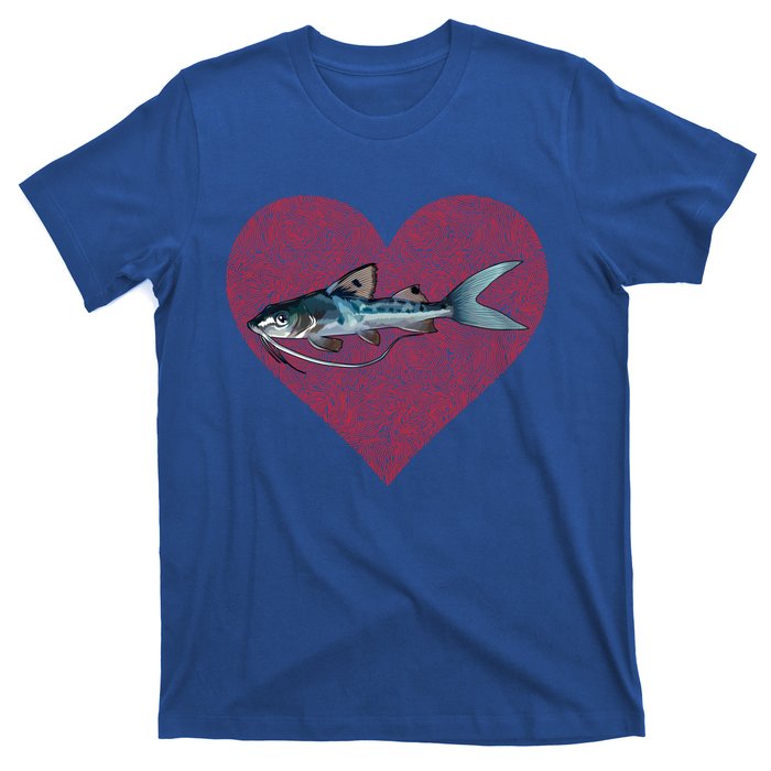 Catfish Valentines Day Fish Love Fingerprint Great Gift T-Shirt