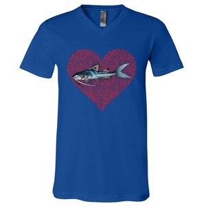 Catfish Valentines Day Fish Love Fingerprint Great Gift V-Neck T-Shirt