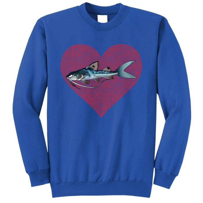 Catfish Valentines Day Fish Love Fingerprint Great Gift Tall Sweatshirt