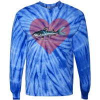 Catfish Valentines Day Fish Love Fingerprint Great Gift Tie-Dye Long Sleeve Shirt