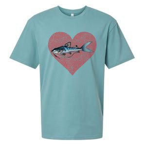 Catfish Valentines Day Fish Love Fingerprint Great Gift Sueded Cloud Jersey T-Shirt