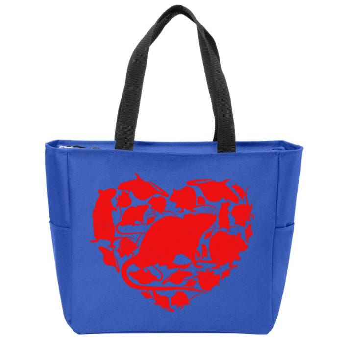 Cute Valentines Day Couple Heart Rat Animals Lover Gift Zip Tote Bag