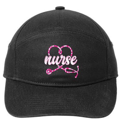 Cute Valentines Day Nurse Heart Stethoscope 7-Panel Snapback Hat