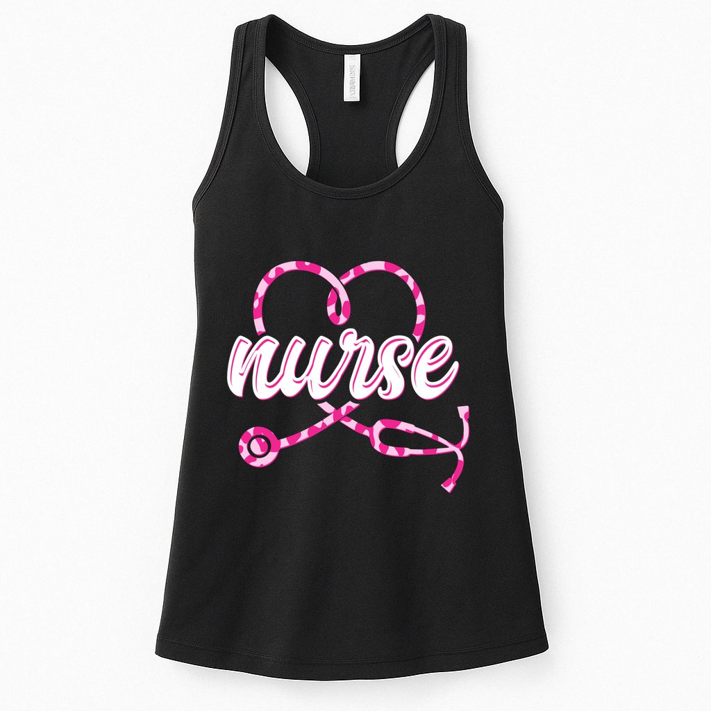 Cute Valentines Day Nurse Heart Stethoscope Womens Tank Top
