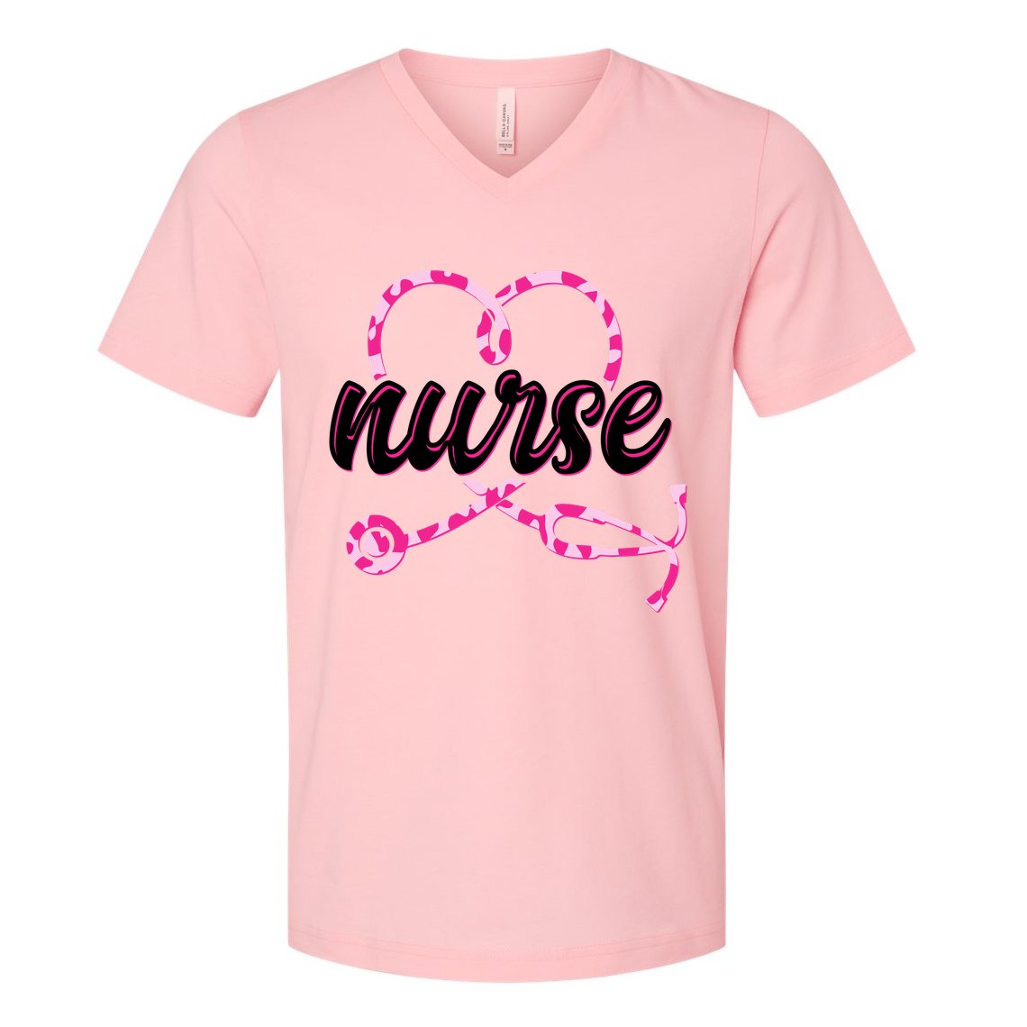 Cute Valentines Day Nurse Heart Stethoscope V-Neck T-Shirt