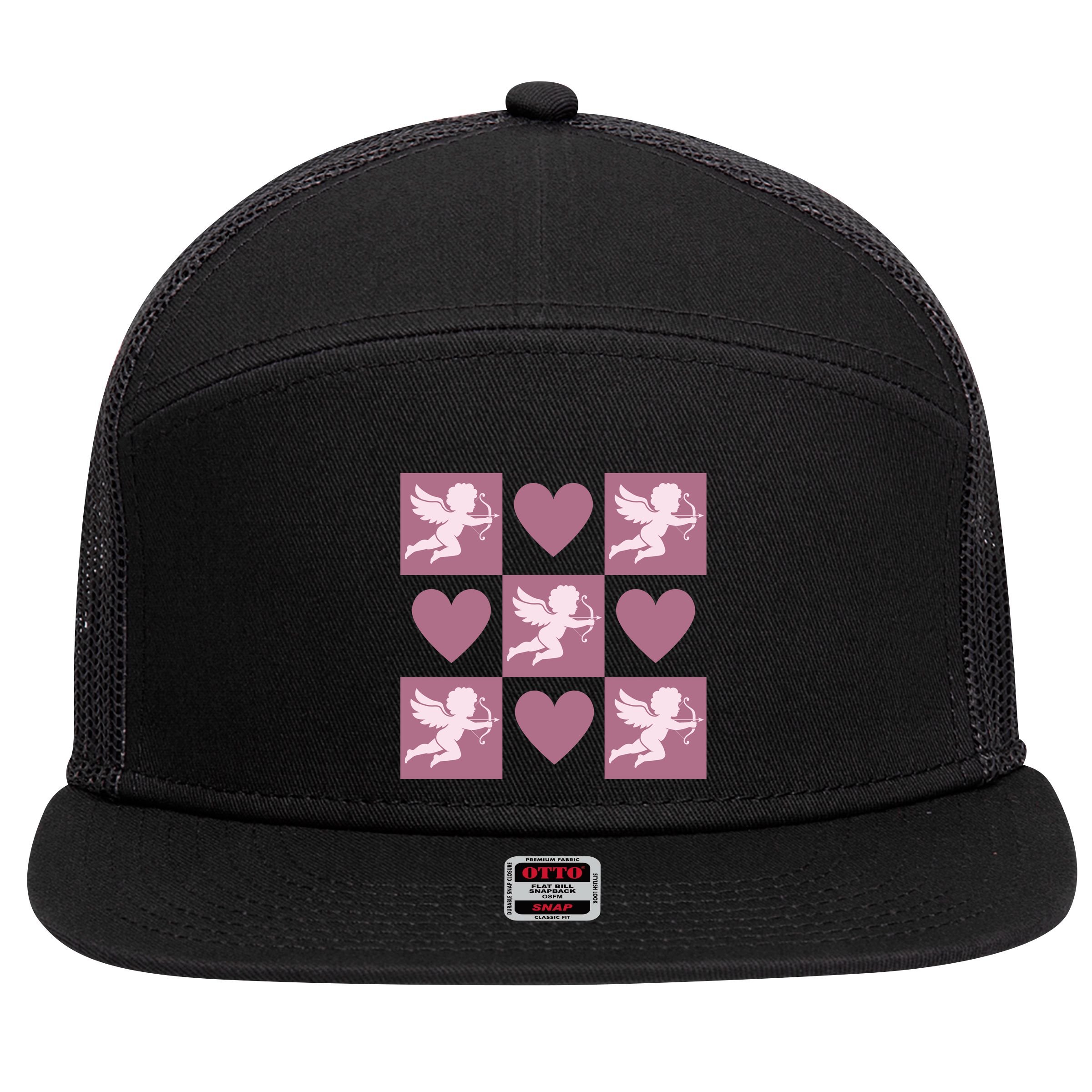 Cupid Valentines Day Heart Love 7 Panel Mesh Trucker Snapback Hat