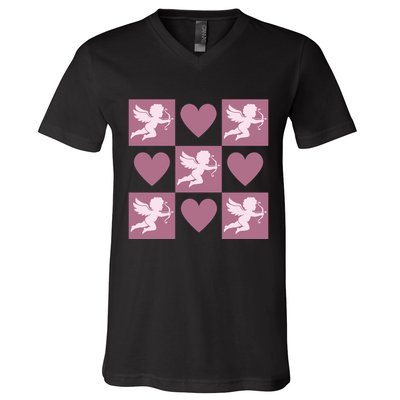 Cupid Valentines Day Heart Love V-Neck T-Shirt
