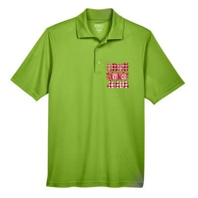 Cute Valentines Day Love Like Jesus Men's Origin Performance Piqué Polo