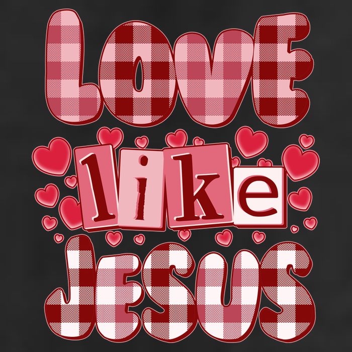 Cute Valentines Day Love Like Jesus 7 Panel Mesh Trucker Snapback Hat