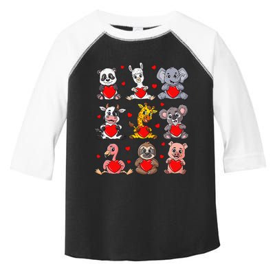 Cute Valentines Day Animals Holding Hearts Boys Girls Toddler Fine Jersey T-Shirt