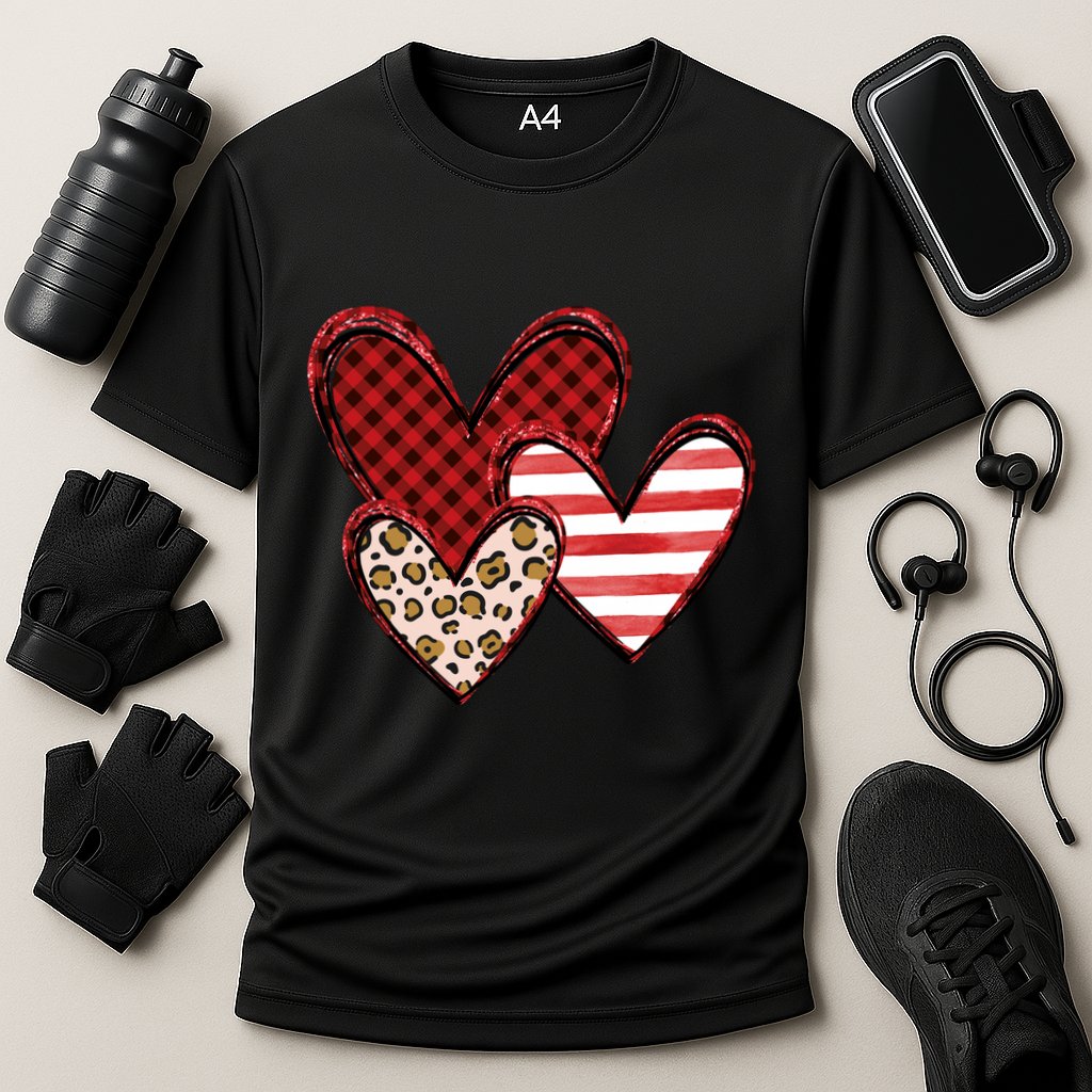 Cute Valentines Day Heart Pattern Performance Shirt