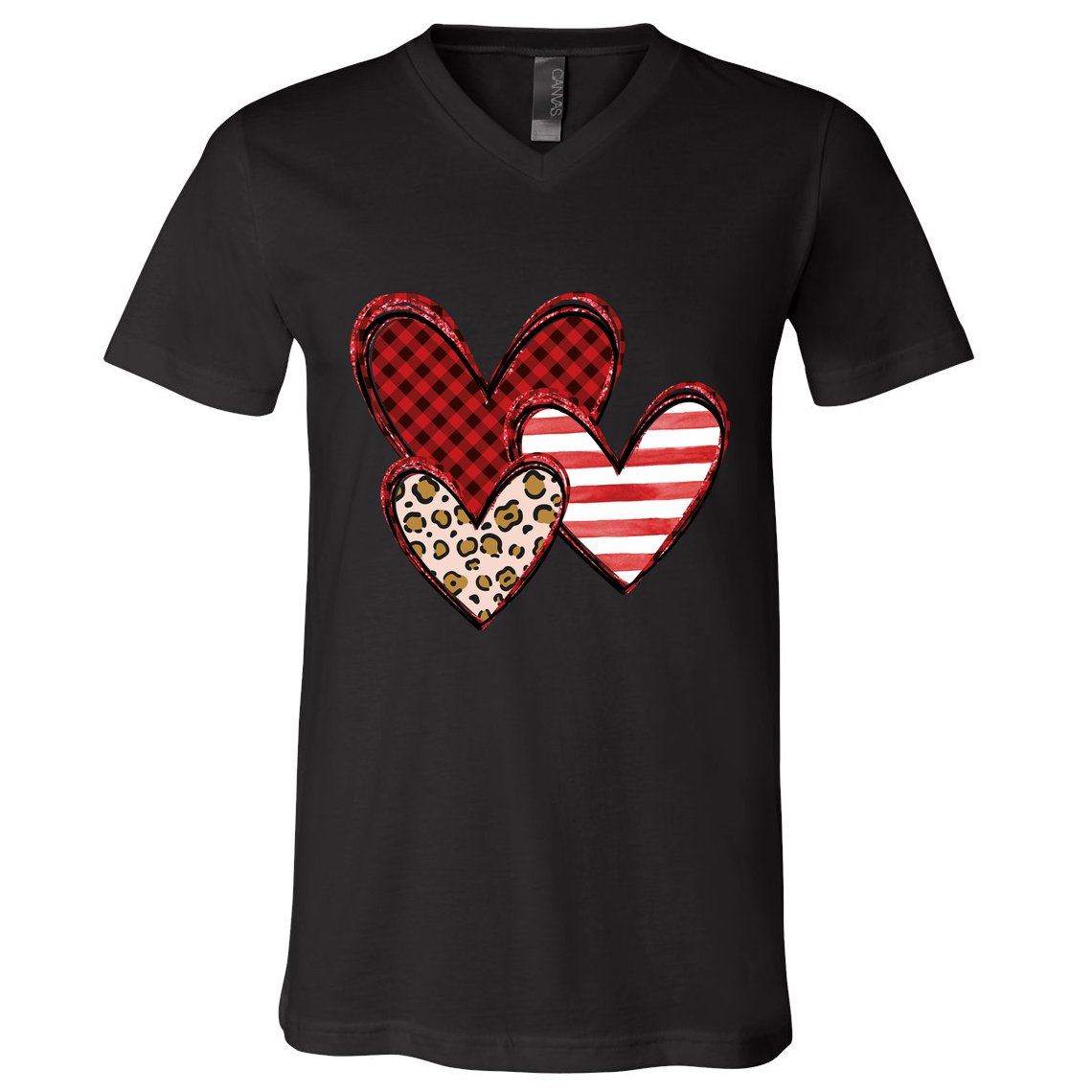 Cute Valentines Day Heart Pattern V-Neck T-Shirt