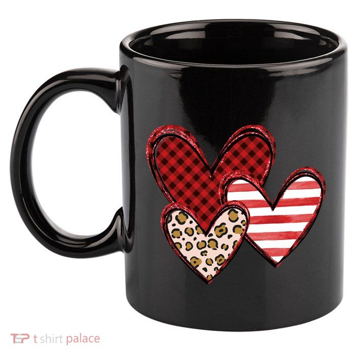 Cute Valentines Day Heart Pattern 11oz C Handle Ceramic Mug