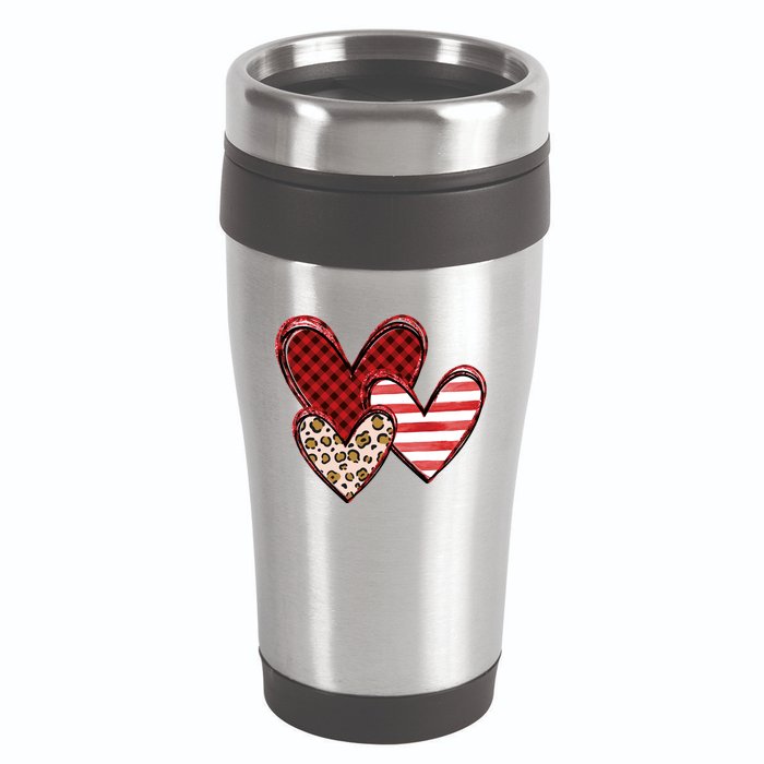 Cute Valentines Day Heart Pattern 16oz Travel Tumbler