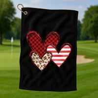 Cute Valentines Day Heart Pattern Golf Towel