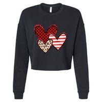 Cute Valentines Day Heart Pattern Cropped Pullover Crew