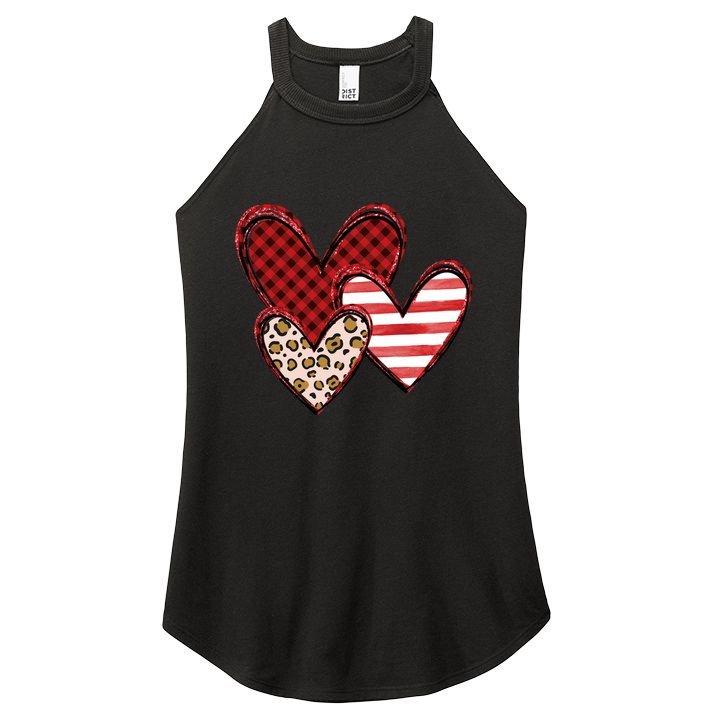 Cute Valentines Day Heart Pattern Women's Perfect Tri Rocker Tank