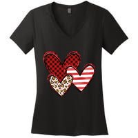 Cute Valentines Day Heart Pattern Women's V-Neck T-Shirt