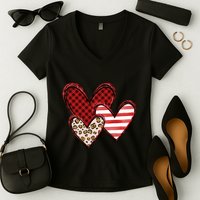 Cute Valentines Day Heart Pattern Women's V-Neck T-Shirt