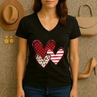 Cute Valentines Day Heart Pattern Women's V-Neck T-Shirt