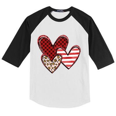 Cute Valentines Day Heart Pattern Kids Colorblock Raglan Jersey