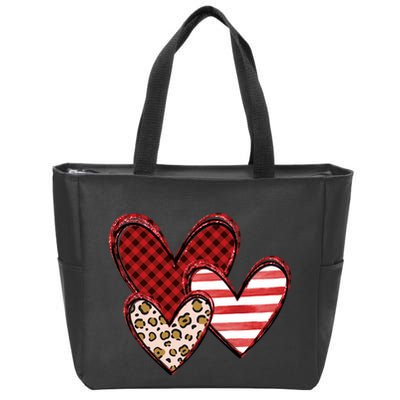 Cute Valentines Day Heart Pattern Zip Tote Bag