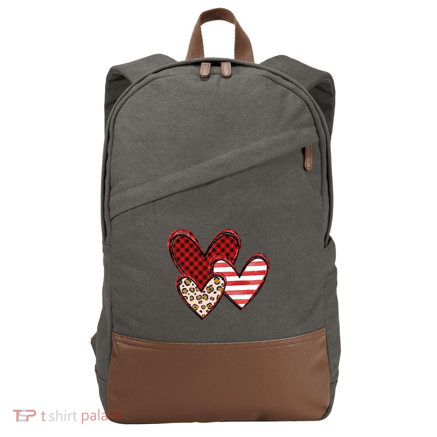 Cute Valentines Day Heart Pattern Cotton Canvas Backpack