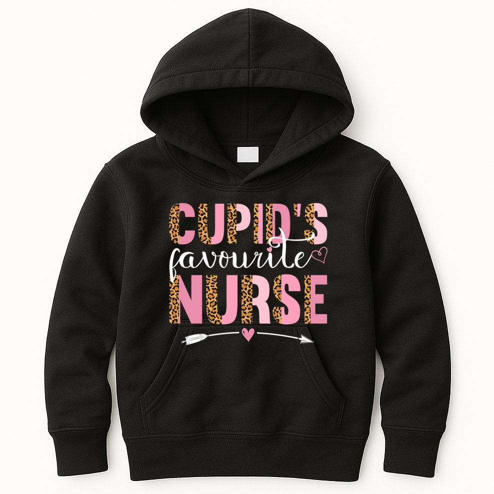 Cute Valentines Day Cupids Favorite Nurse Kids Hoodie