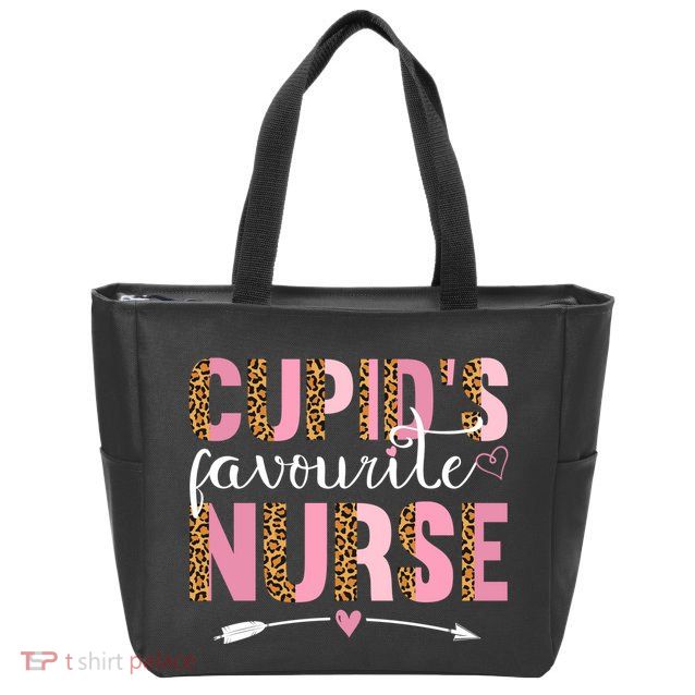 Cute Valentines Day Cupids Favorite Nurse Zip Tote Bag