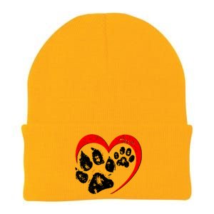 Cute Valentines Day Pet Lover Dog And Cat Paw Prints Knit Cap Winter Beanie