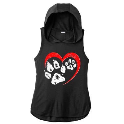 Cute Valentines Day Pet Lover Dog And Cat Paw Prints Ladies PosiCharge Tri-Blend Wicking Draft Hoodie Tank